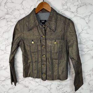Coffee Shop Women’s Jean Jacket sz S Metallic Coated #F803